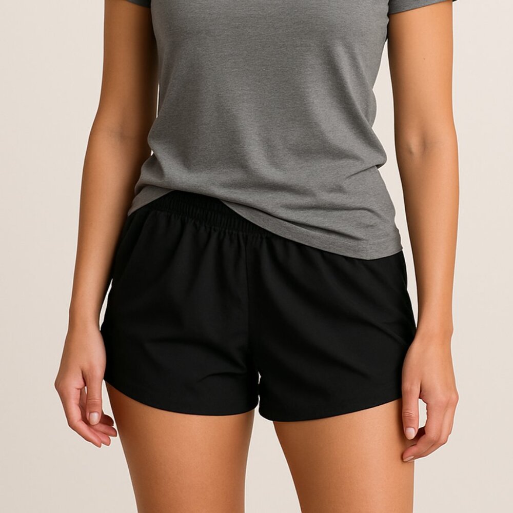 A445 • Black Athletic Shorts with Built-In Lining